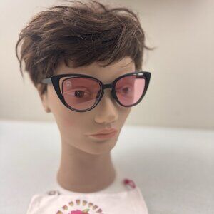Rainbow Optx Aero Black Cat Eye Frame Pink Lens Mood Glasses